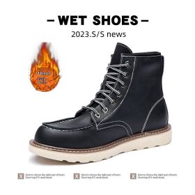 Vintage Martin Boots Fleece-lined Worker Boot Male (Option: 20817 Black Plus Velvet-49)