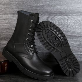 Men's Warm Slugged Bottom Work Shoes (Option: Black, Cotton Lining-35)