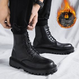 Men's Leather New High-top Boots (Option: Cotton Shoes 9512-41)