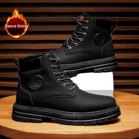 Men's High-top Warm Martin Boots Thickened (Option: Black-40)