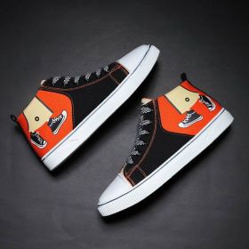 Men's British Style Casual All-matching Worker Boot (Option: 1508 Black And Orange-40)