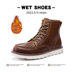 Vintage Martin Boots Fleece-lined Worker Boot Male (Option: 20817 Brown With Velvet-38)