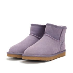 Low-cut Snow Boots Cowhide Rubber Fur Fashion Casual (Option: Dream Purple-35)