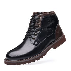 Men's Boots Motorcycle Boots Mid-calf (Option: Black-41)