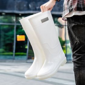 Men's Fashion Outer Wear High Tube Rubber Boots (Option: White-41)