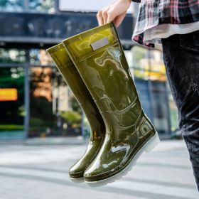 Men's Fashion Outer Wear High Tube Rubber Boots (Option: Green-41)