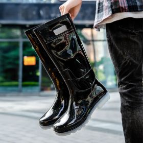 Men's Fashion Outer Wear High Tube Rubber Boots (Option: Black-41)