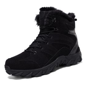 Men's Snow Boots Thickened Thermal Middle Tube (Option: 702 Fleece Lined Black-41)