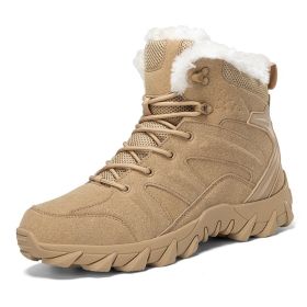 Men's Snow Boots Thickened Thermal Middle Tube (Option: 702 Fleece Lined Sand-41)