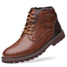 Men's Boots Motorcycle Boots Mid-calf (Option: Brown-41)