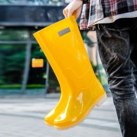 Men's Fashion Outer Wear High Tube Rubber Boots (Option: Yellow-41)