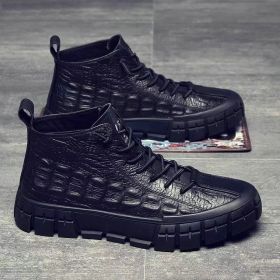 Fall Winter Men Leather Surface Casual Shoes (Option: Black Thin Shoes-43)