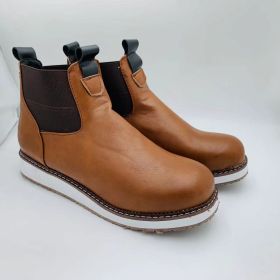 Foreign Trade New European And American Men's Elastic Ankle Boots (Option: Brown-46)