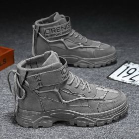 Men's British Style Casual All-matching Worker Boot (Option: PLJ888 Gray-42)