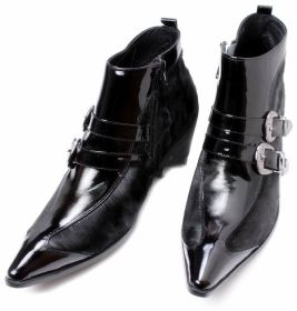 British Fashion Genuine Leather Men's Boots (Option: Black horse hair-42)