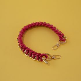 Women's Bag Woven Bag With 40cm Short With Buckle Can Be Mobile Phone Charm (Option: Improved Wine Red-40cm)