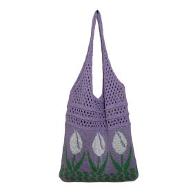 Flower Tulip Vintage Knitted Shoulder Bag (Option: Violet White Flower)