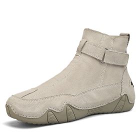 Plus Size Men's Dr Martens Boots Side Zipper High Top (Option: Sand Color-40)