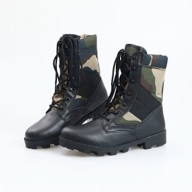 Non-slip Wear-resistant Camouflage Desert Outdoor Hiking Military Boots Combat Men's High-top Combat Boots (Option: Camouflage Yellow-41)