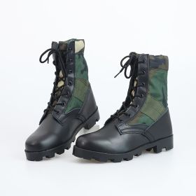 Non-slip Wear-resistant Camouflage Desert Outdoor Hiking Military Boots Combat Men's High-top Combat Boots (Option: Camouflage Green-45)