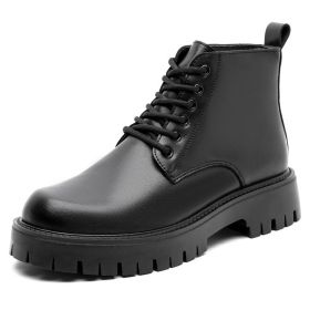Thick Bottom 6 Holes British Style Warm High-top Leather Boots (Option: Black-41)