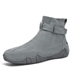 Plus Size Men's Dr Martens Boots Side Zipper High Top (Option: Gray-42)