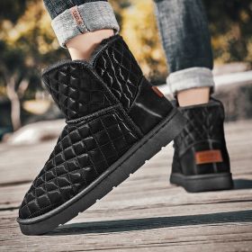 Thick Plush Snow Boots Men's Leather Non-slip Waterproof Thermal (Option: Black-41)